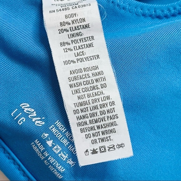 Aerie high neck encolure haute criss cross tie back straps bikini top size Large - Picture 5 of 6